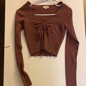 La Hearts Brown Ruched Crop Top